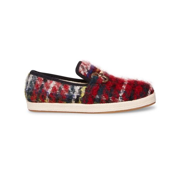 STEVE MADDEN Womens Red Plaid Bit Paxtyn Round Toe Slip On Loafers Shoes 7 M - Picture 3 of 4